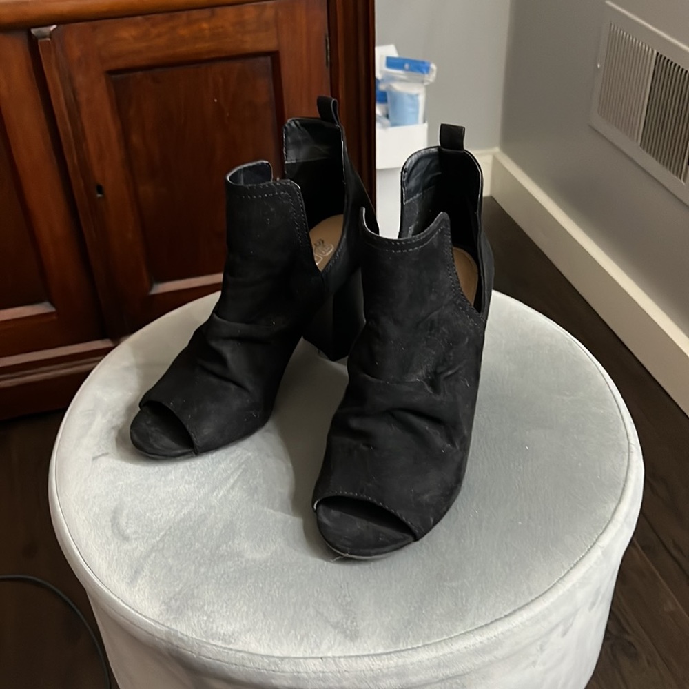 Black open toe booties